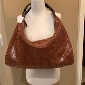 Lolo Bernard rust croc embossed tote